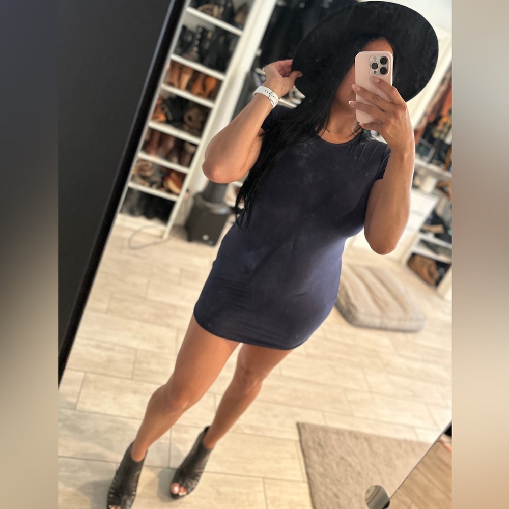 Blue suede dress